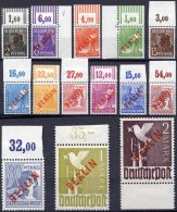 BERLIN 21-34 **, 1949, Rotaufdruck, 2 M. Unterrandstück, Sonst Alle Vom Oberrand (dort Falzrest), Prachtsatz, Gepr. - Used Stamps