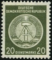 DIENSTMARKEN A D 22IXII **, 1954, 20 Pf. Schwarzgelboliv, Type I, Wz. 2XII, Pracht, Gepr. Jahn, Mi. 350.- - Autres & Non Classés