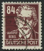 DDR 341vaXII O, 1953, 84 Pf. Bräunlichkarmin Bebel, Wz. 2XII, Zeitgerecht Entwertet, Pracht, Kurzbefund Schönh - Used Stamps