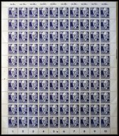 DDR 339vaXI **, 1952, 80 Pf. Thälmann, Gestrichenes Papier, Wz. 2XI, Im Bogen (100), Dabei 2x Plattenfehler 339PFII - Used Stamps