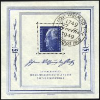 ALLGEMEINE-AUSGABEN Bl. 6 O, 1949, Block Goethe, Sonderstempel WEIMAR, Pracht, Mi. 300.- - Sonstige & Ohne Zuordnung