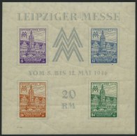 WEST-SACHSEN Bl. 5Xb **, 1946, Block Leipziger Messe, Wz. 1X, 12 Pf. Graublau, Type III, Pracht, RR!, Fotoattest Dr. Jas - Autres & Non Classés