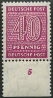 WEST-SACHSEN 136Xc **, 1945, 40 Pf. Lebhaftrotlila, Wz. 1X, Unterrandstück, Pracht, Gepr. Dr. Jasch, Mi. 300.- - Autres & Non Classés