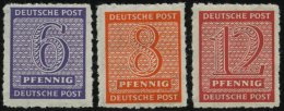 WEST-SACHSEN 117-19CX **, 1945, 6 - 12 Pf. Roßwein, Durchstochen 10, Wz. 1X, 3 Prachtwerte, Gepr. Ströh, Mi. - Sonstige & Ohne Zuordnung