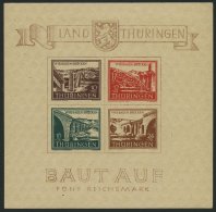 THÜRINGEN Bl. 4a **, 1946, Brückenblock, Type I, Pracht, Mi. 420.- - Sonstige & Ohne Zuordnung