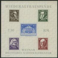 THÜRINGEN Bl. 3APFIV (*), 1946, Block Nationaltheater, Ungezähnt, Mit Plattenfehler Punkt Hinter Erstem E Im G - Autres & Non Classés