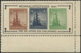 THÜRINGEN Bl. 1xb **, 1945, Block Antifa, Weißes Kartonpapier, Type VI, Mi.Nr. 100 In Hellsiena, Pracht, Foto - Other & Unclassified