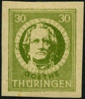 THÜRINGEN 99V1 **, Versuchsdruck: 1945, 30 Pf. Dunkelolivgrün, Ungezähnt, Pracht, Gepr. Ströh, Mi. 1 - Sonstige & Ohne Zuordnung