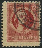 THÜRINGEN 97AXav O, 1945, 12 Pf. Karminrot, Vollgummierung, Gefasertes Papier, Pracht, RR!, Fotoattest Schulz, Mi. - Other & Unclassified