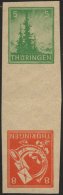 THÜRINGEN 94/6SKZU **, 1945, 5 Pf. Gelblichgrün Und 8 Pf. Rotorange Im Senkrechten Kehrdruckpaar Mit Zwischens - Sonstige & Ohne Zuordnung
