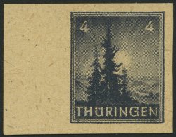 THÜRINGEN 93AYz1U **, 1945, 4 Pf. Bläulichschwarzgrau, Spargummierung, Dickes Papier, Steigende Papierstreifun - Sonstige & Ohne Zuordnung