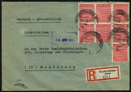 PROVINZ SACHSEN 79Xa BRIEF, 1946, 12 Pf. Dunkelrosarot, Wz. 1X, 7x Auf Einschreibbrief Aus OSCHERSLEBEN, Pracht - Autres & Non Classés