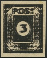 OST-SACHSEN 51cuyDD **, 1945, 3 Pf. Doppeldruck (schwarz Auf Schwarzbraun), Steigende Papierstreifung, Spargummierung, P - Sonstige & Ohne Zuordnung