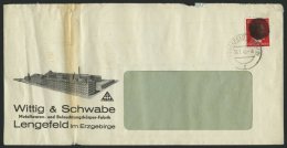 SÄCHSISCHE SCHWÄRZUNGEN AP 827I BRIEF, LENGEFELD (ERZGEB.), 12 Pf. Rot Auf Fensterumschlag, 1x Gefaltet, Grupp - Other & Unclassified