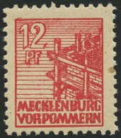 MECKLENBURG-VORPOMMERN 36zb **, 1946, 12 Pf. Rot, Dünnes Papier, Pracht, Gepr. Kramp, Mi. 70.- - Other & Unclassified