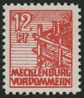 MECKLENBURG-VORPOMMERN 36xcc **, 1946, 12 Pf. Schwärzlichgraurot, Kreidepapier, Pracht, Gepr. Kramp, Mi. 320.- - Other & Unclassified