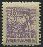 MECKLENBURG-VORPOMMERN 33ye **, 1946, 6 Pf. Grauviolett, Graues Papier, Mit Rückseitigem Abklatsch, Pracht, Gepr. K - Other & Unclassified