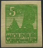 MECKLENBURG-VORPOMMERN 32yb **, 1946, 5 Pf. Schwärzlichgelblichgrün, Graues Papier, Pracht, Fotoattest Kramp, - Other & Unclassified