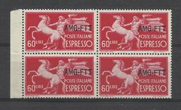 1950 Italia  Italy Trieste A  60 Lire Espresso MNH** In Quartina Express Bl.4 - Exprespost