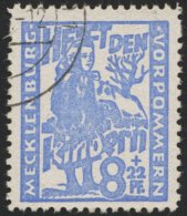 MECKLENBURG-VORPOMMERN 27a O, 1945, 8 Pf. Hellultramarin Kinderhilfe, Pracht, Gepr. Kramp, Mi. 60.- - Sonstige & Ohne Zuordnung