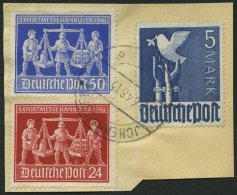 ALLIIERTE BES. 962b BrfStk, 1948, 5 M. Violettultramarin Mit Zusatzfrankatur Auf Briefstück, Pracht, Gepr. Schlegel - Sonstige & Ohne Zuordnung