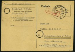 ALL. BES. GEBÜHR BEZAHLT WEIMAR 1, 29.10.45. Roter R2 Gebühr Bezahlt Auf Postkarte, Pracht - Other & Unclassified