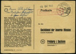 ALL. BES. GEBÜHR BEZAHLT NETZSCHKAU, 17.10.45, Roter R1 Gebühr Bezahlt, Suchdienstkarte, Feinst - Other & Unclassified