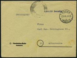 ALL. BES. GEBÜHR BEZAHLT HAGEN (WESTF), 27.12.45, Violetter L1 Gebühr Bezahlt Auf Drucksache, Feinst - Other & Unclassified