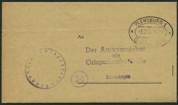 ALL. BES. GEBÜHR BEZAHLT FLENSBURG 1 Gebühr Bezahlt, 5.2.46, Ellipsenstempel, Behördenbrief, Gelocht, Fei - Other & Unclassified