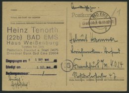 ALL. BES. GEBÜHR BEZAHLT BAD EMS, 4.9.46, R1 Gebühr Bezahlt, Prachtkarte - Autres & Non Classés