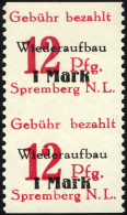 SPREMBERG 20AUw **, 1946, 12 Pf. Wiederaufbau III Im Senkrechten Paar, Waagerecht Ungezähnt, Pracht, Gepr. Zierer, - Private & Local Mails