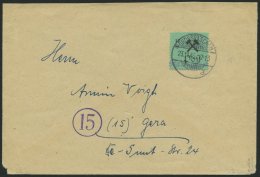 GROSSRÄSCHEN 25IIPFI BRIEF, 1945, 12 Pf, Schwarz Auf Grün, Type II, Mit Plattenfehler P Von Post Offen Auf Bri - Private & Local Mails