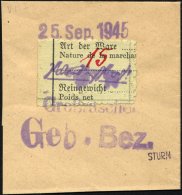 GROSSRÄSCHEN-VORLÄUFER V 11I BrfStk, 1945, 15 Pf. Zollformular, Nur Eine Wertangabe, Prachtbriefstück, Ge - Privatpost