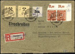 GROSSRÄSCHEN-VORLÄUFER V 9I BRIEF, 1945, 30 Pf. Uhrzeitklebezettel Mit Abart Wertangabe 10 Verbessert In 30 Mi - Privatpost