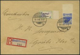 GROSSRÄSCHEN-VORLÄUFER V 3a BRIEF, 1946, 5 Pf. Verstorben Mit Zusatzfrankatur (Nr. 46B) Auf Einschreibbrief, P - Private & Local Mails
