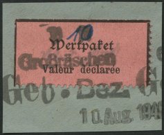 GROSSRÄSCHEN-VORLÄUFER V 1 BrfStk, 1945, 10 Pf. Wertpaket, Prachtbriefstück, Gepr. Sturm, Mi. (650.-) - Privatpost