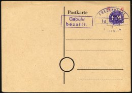 FREDERSDORF PA 02a BRIEF, 1945, Ganzsachenkarte 6 Pf. (FM Violett Und Wertziffer Rot), Blanko Gestempelt, Pracht, Fotoat - Privatpost