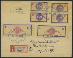 FREDERSDORF Sp 192/3 BRIEF, 1945, 8 Und XII Pf., Rahmengröße 64.5x24 Mm, Wertziffern Seitlich, Mit Sp 161FII - Private & Local Mails