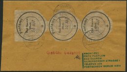 BAD SAAROW 1I Paar BRIEF, 1945, 10 Pf. Postverschlusszettel Im Senkrechten Paar Auf Streifband An F. Paeplow, Mit Rotem - Postes Privées & Locales