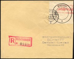 ASCHAFFENBURG 1 BRIEF, 1946, Postverschlusszettel Schwarz/rot Auf Einschreibbrief, Pracht, Mi. 700.- - Autres & Non Classés