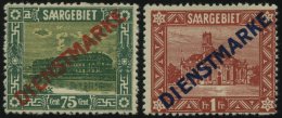 SAARGEBIET D 10,11I *, 1922, 75 C. Und 1 Fr., Type I, üblich Gezähnt, 2 Prachtwerte, Mi. 90.- - Autres & Non Classés