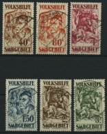 SAARGEBIET 144-49 O, 1931, 40 C. - 3 Fr. Volkshilfe, 6 Prachtwerte, Gepr. Geigle, Mi. 290.- - Autres & Non Classés