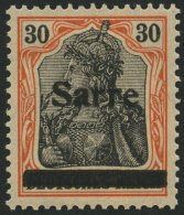 SAARGEBIET 10yI *, 1920, 30 Pf. Dunkelrotorange/schwarz Auf Orangeweiß, Type I, Falzrest, Pracht, Kurzbefund Braun - Sonstige & Ohne Zuordnung