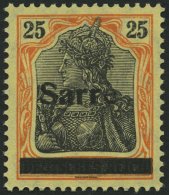 SAARGEBIET 9bIII *, 1920, 25 Pf. Gelborange/schwarz Auf Gelbweiß, Type III, Pracht, Gepr. Braun, Mi. 75.- - Andere & Zonder Classificatie