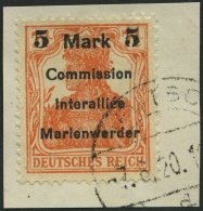 MARIENWERDER 25AIIIa BrfStk, 1920, 5 M. Auf 71/2 Pf. Orange, Type AIIIa, Prachtbriefstück, Gepr. Dr. Klein, Mi. (12 - Sonstige & Ohne Zuordnung