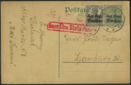 DEUTSCHE POST IN POLEN P 3 BRIEF, 1916, 5 Pf. Grün, Postkarte Rechts Vom Teilstrich, Mit 21/2 Pf. Zusatzfrankatur, - Autres & Non Classés