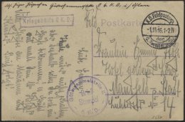 DT. FP IM BALTIKUM 1914/18 K.D. FELDPOSTEXP. DER 6. KAVALLERIE-DIV., 1.11.16, Auf Ansichtskarte (An Der Düna) Nach - Latvia