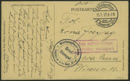 DT. FP IM BALTIKUM 1914/18 K.D. FELDPOSTEXP. DER 1 RESERVE DIV., 13.1.17, Auf Ansichtskarte (Mitau Russische Kirche) Nac - Latvia