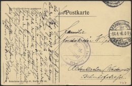 DT. FP IM BALTIKUM 1914/18 K.D. FELDPOSTEXPED. 88. INFANTERIE-DIV., 20.6.16, Auf Ansichtskarte (Bahnhof Bei Dünabur - Latvia