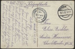 LETTLAND Feldpoststation Nr. 214, 16.5.17, Mit Ausgestanztem Stempel K.D. FELDPOST Auf Farbiger Ansichtskarte (Mitau-Kol - Lettland